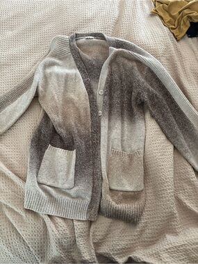 ecru Ombre Brown and Cream Knit Cardigan